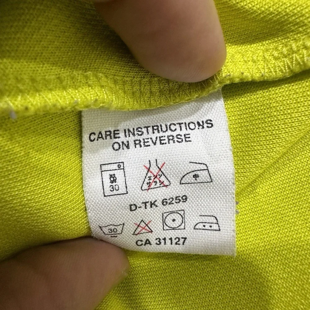 DKNY Sport Neon Yellow 1/4‎ Zip Pullover Mens XS Athletic Y2K Logo